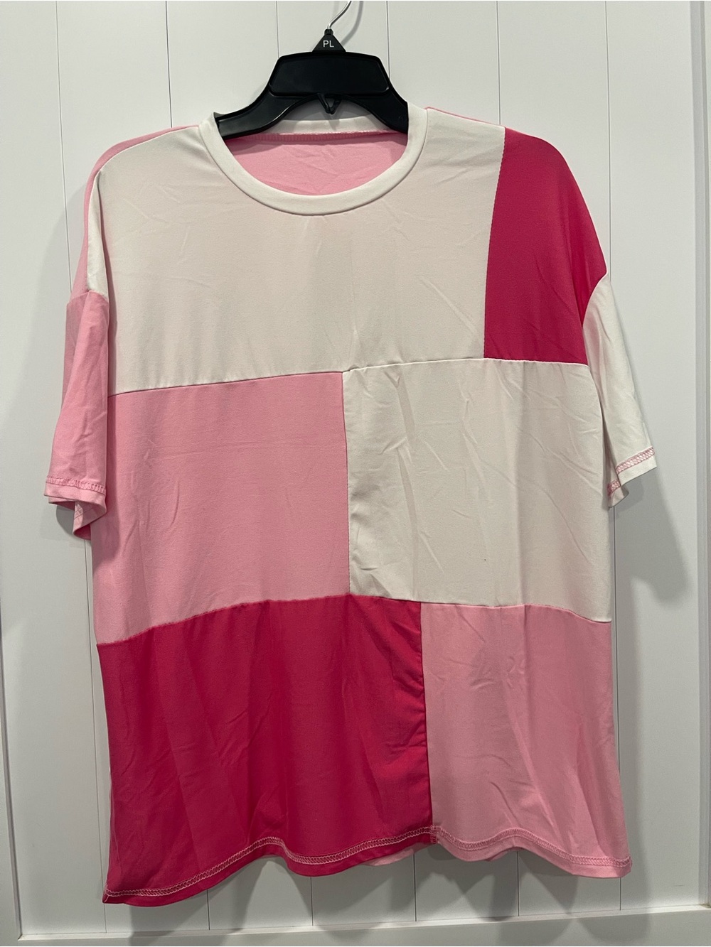 Color Block Short Sleeve Tee in Pink & White no tag xl
